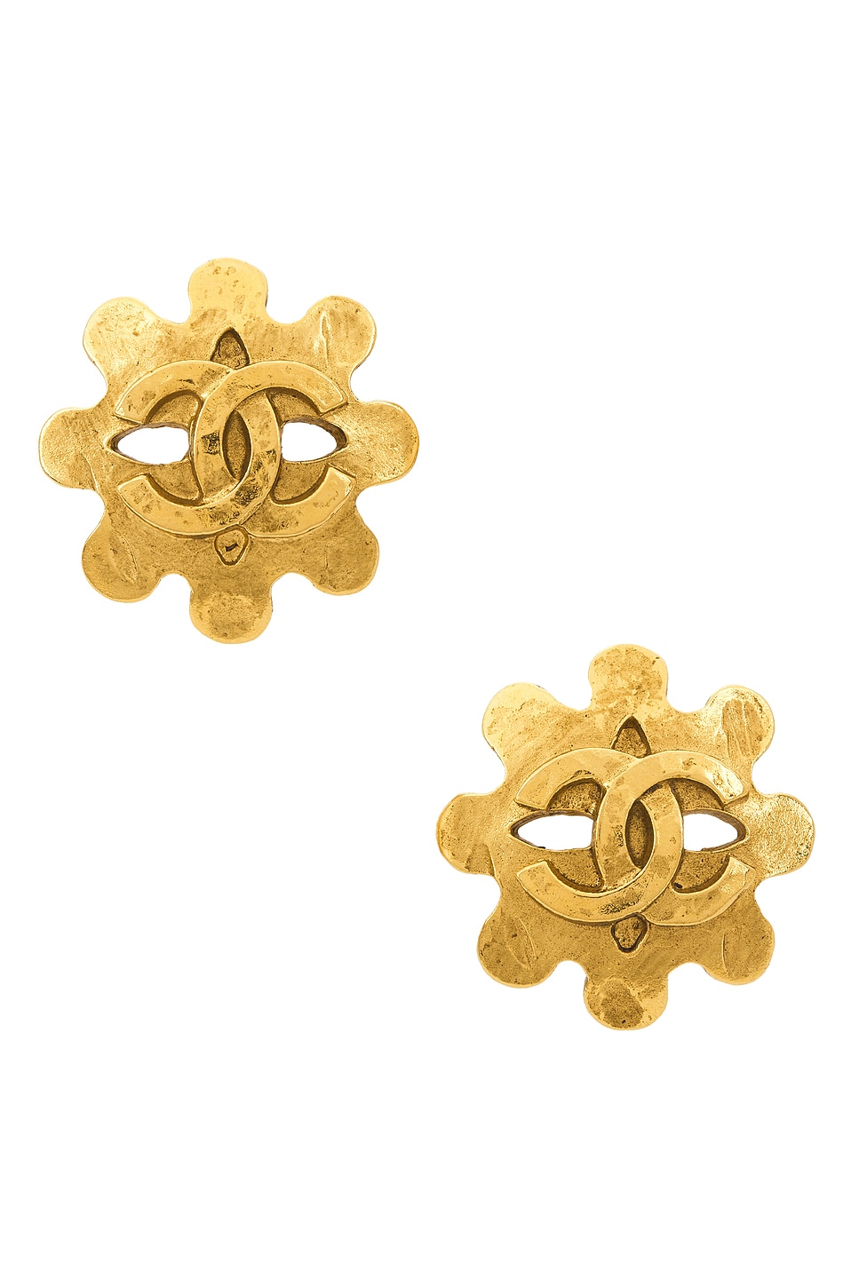 Pre-owned Chanel Coco Mark Earrings In Gold