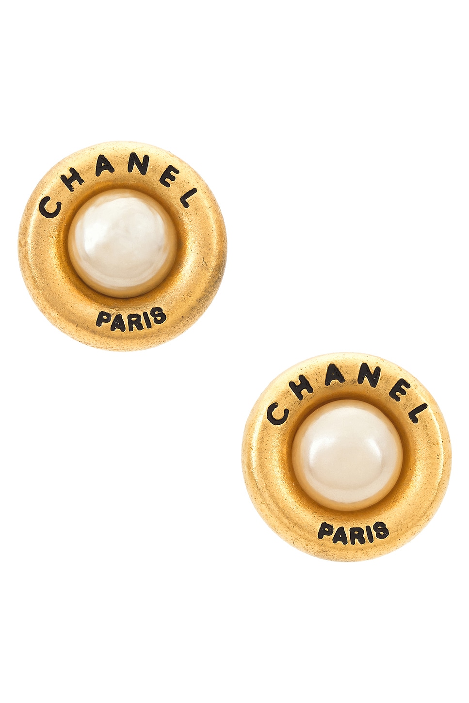 Image 1 of FWRD Renew Chanel 1993 Pearl Clip-On Earrings in Gold