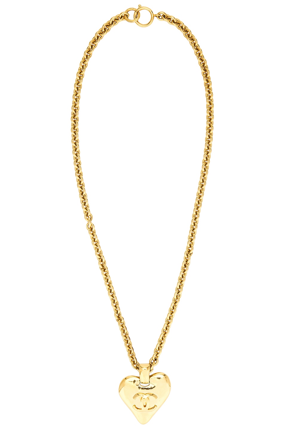 Image 1 of FWRD Renew Chanel 1993 CC Heart Necklace in Gold