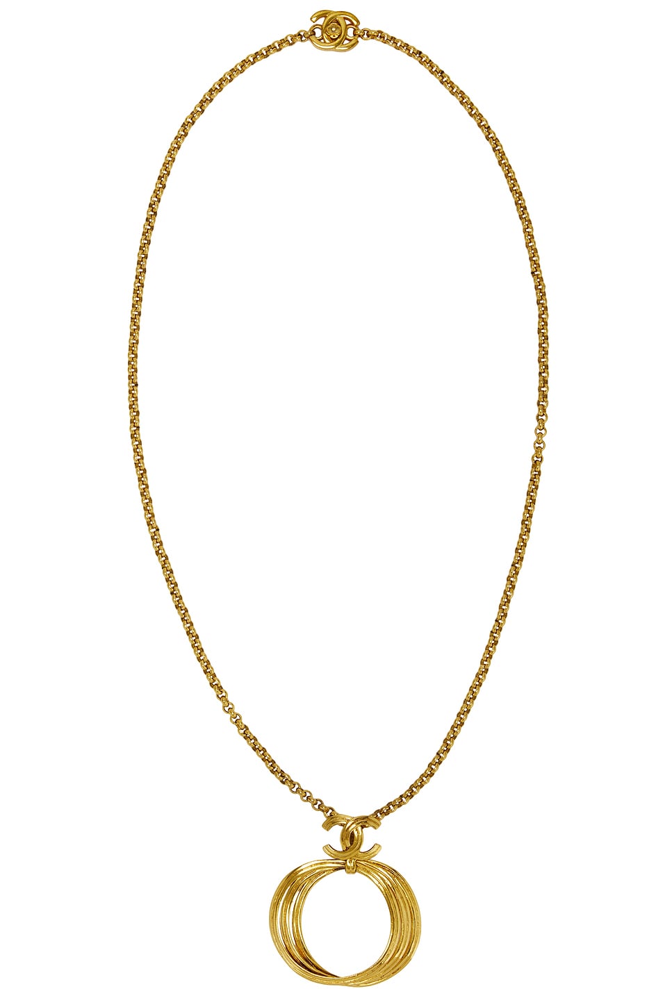 Coco Mark Turnlock Swing Necklace in Metallic Gold