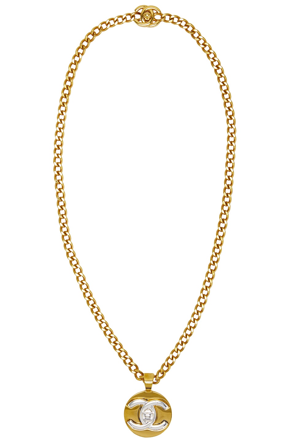 Coco Mark Turnlock Necklace in Metallic Gold