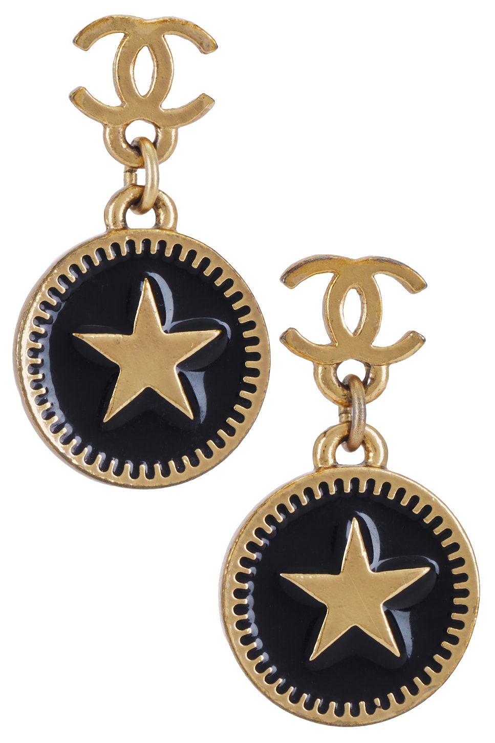 Image 1 of FWRD Renew Chanel Coco Mark Star Earrings in Gold