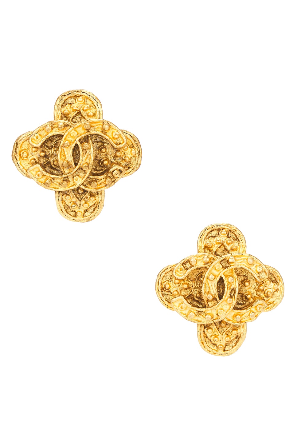 Coco Mark Studded Cross Earrings in Metallic Gold