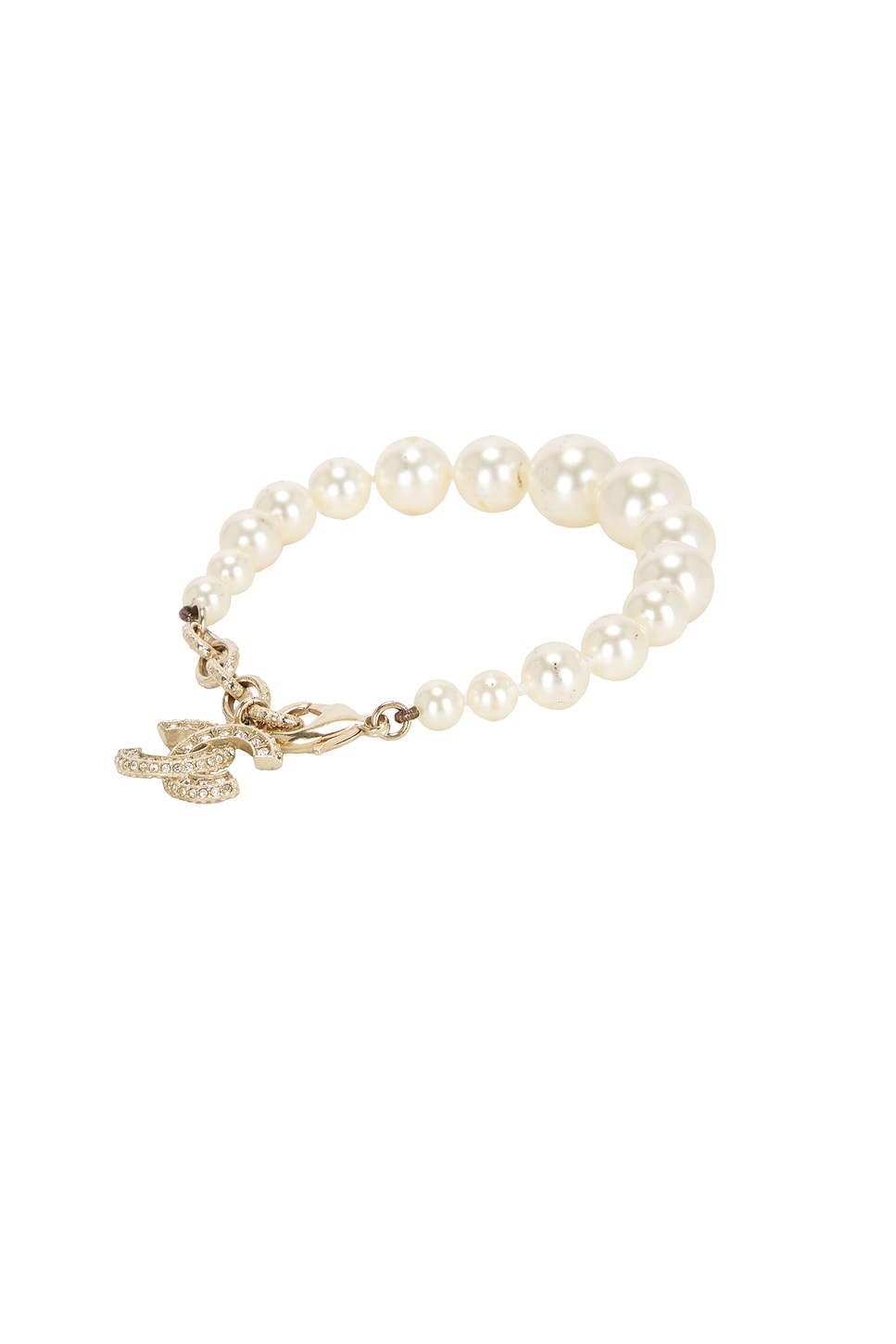 Image 1 of FWRD Renew Chanel Coco Mark Pearl Bracelet in Silver