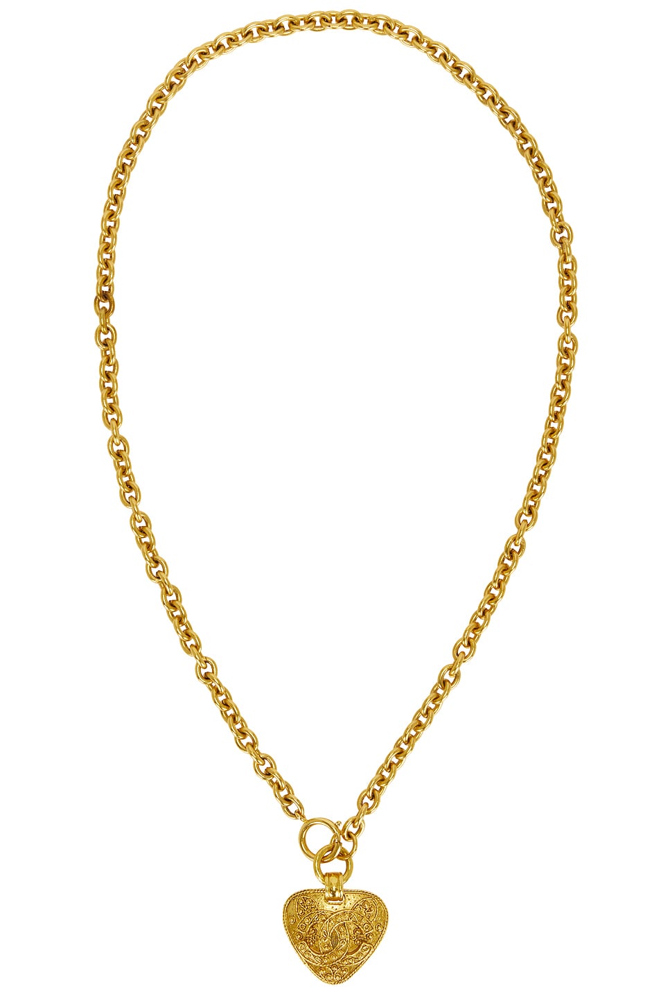 Coco Mark Chain Pendant Necklace in Metallic Gold