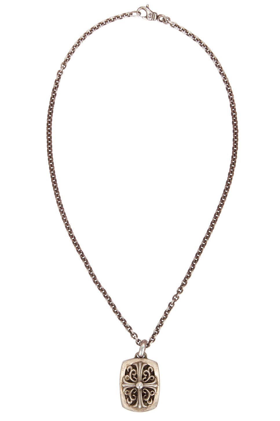 Keeper Pendant Chain Necklace in Metallic Silver