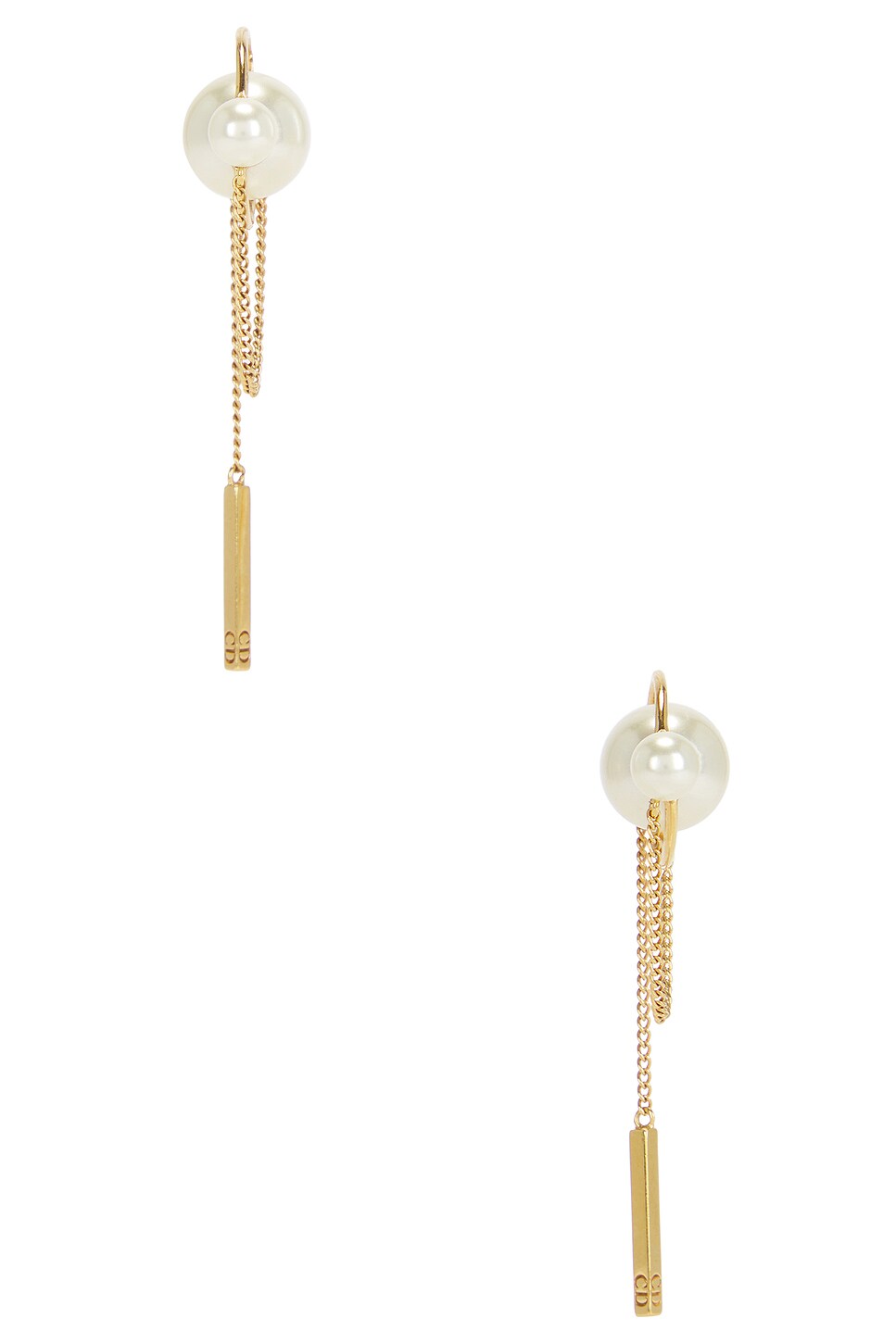 Image 1 of FWRD Renew Dior Tribales Imitation Pearl Earrings in Gold