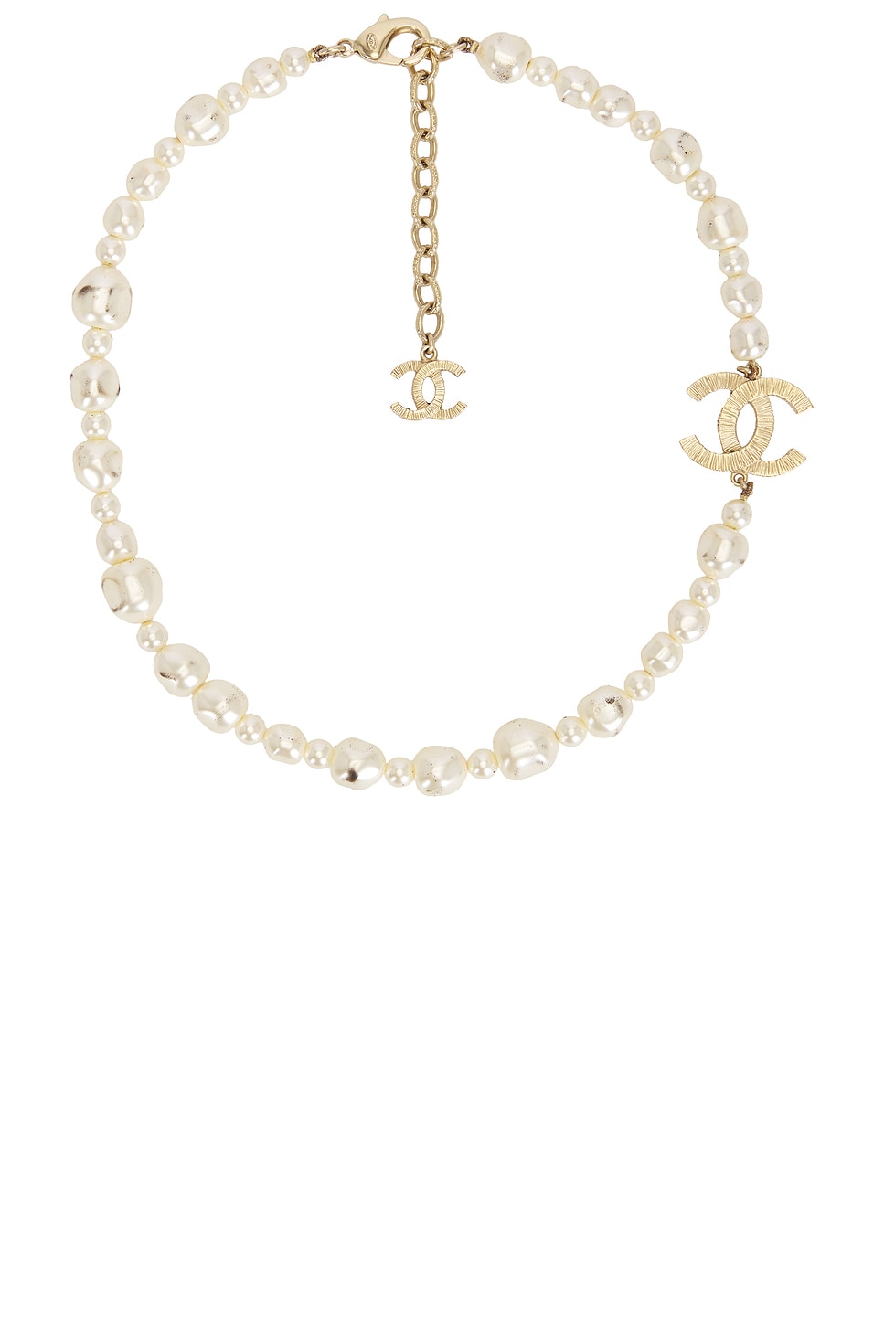 Pre-owned Chanel Cc Pearl Necklace In Gold