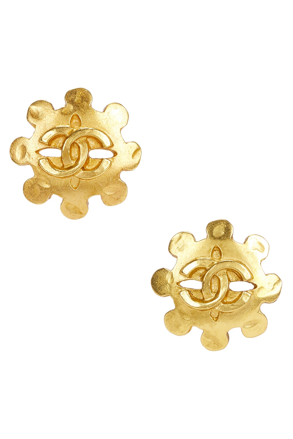 Pre-owned Chanel 1994 Coco Mark Clip-on Earrings In Gold