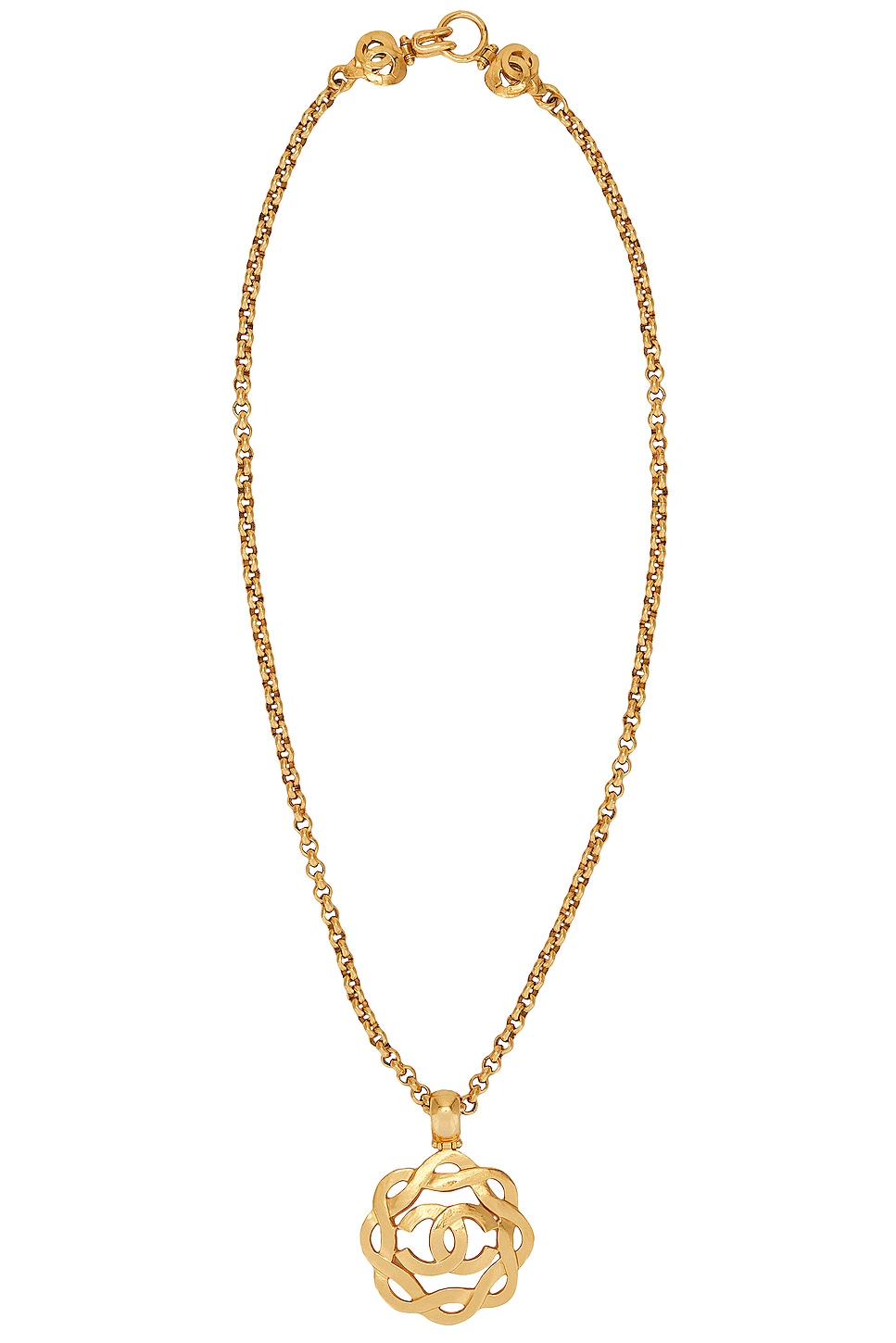 Image 1 of FWRD Renew Chanel 1997 Large CC Pendant Necklace in Gold