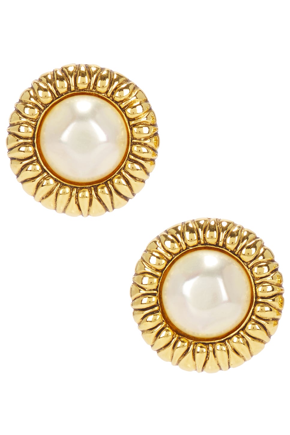 1986 Pearl Round Earrings in Metallic Gold