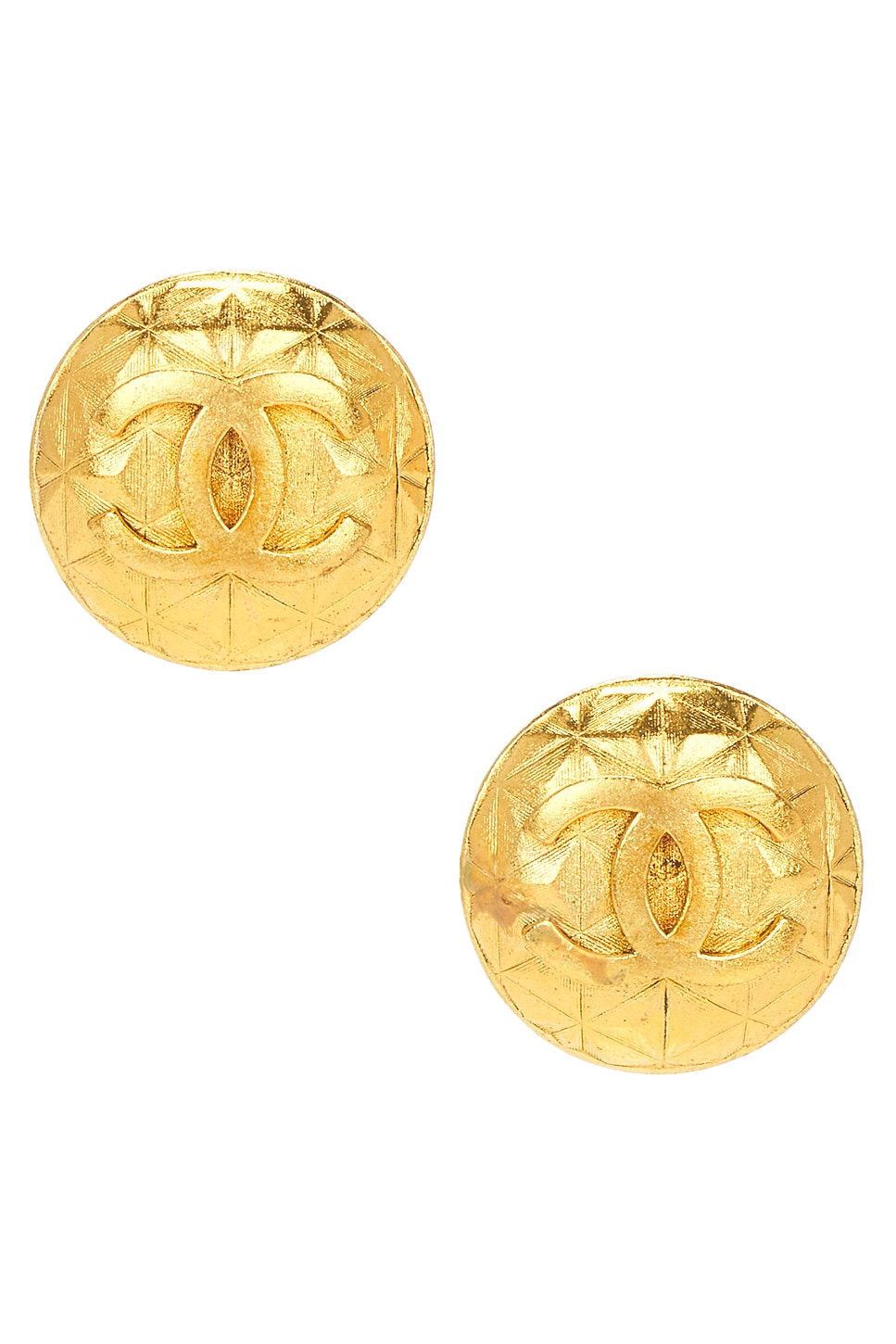 Image 1 of FWRD Renew Chanel 1996 Coco Mark Clip-On Earrings in Gold