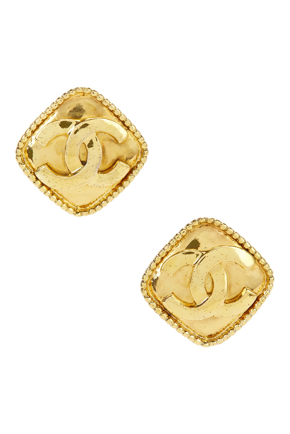 Image 1 of FWRD Renew Chanel 1996 Coco Mark Clip-On Earrings in Gold