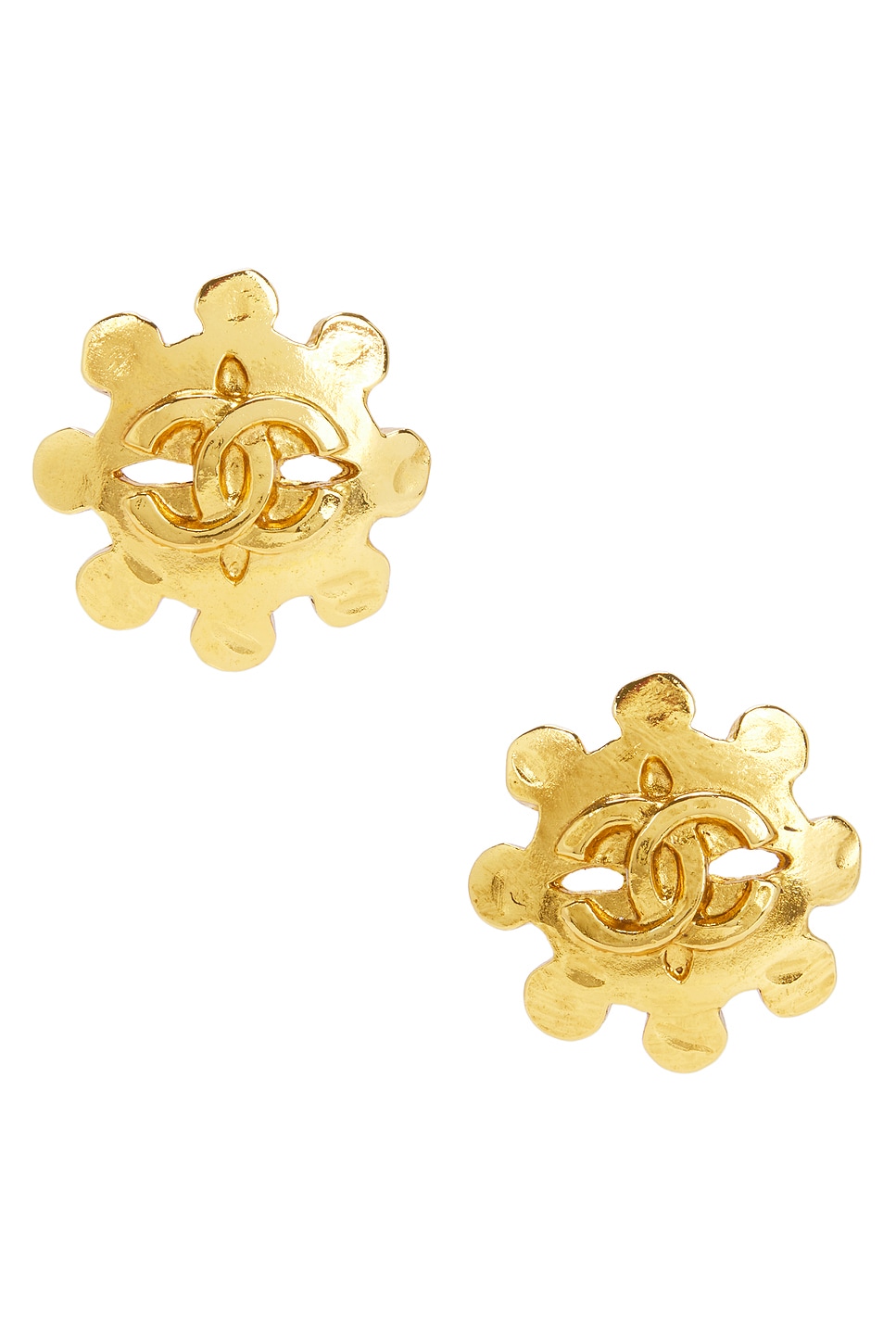 Image 1 of FWRD Renew Chanel 1994 Coco Mark Clip-On Earrings in Gold