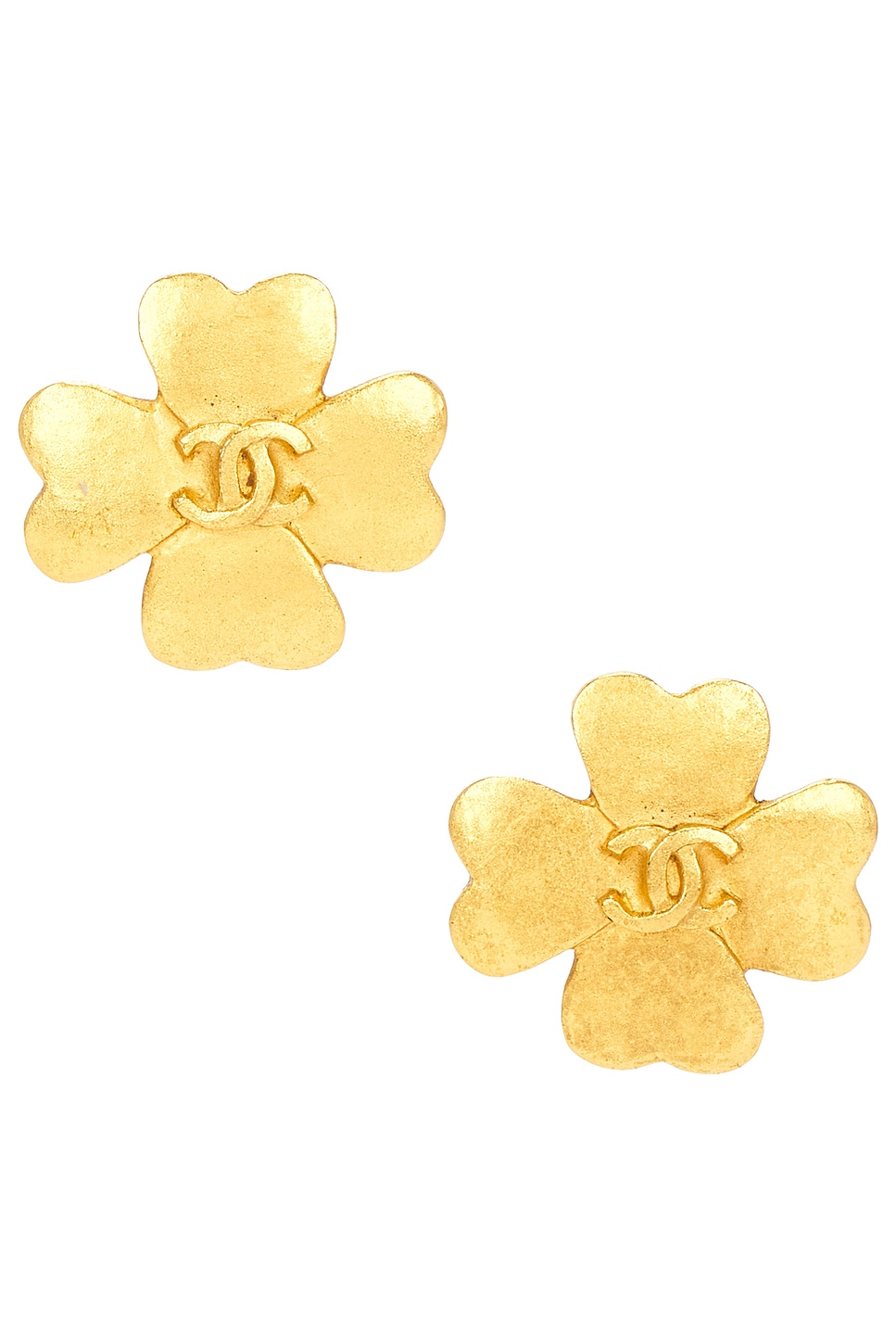 1995 Clover Clip-On Earrings in Metallic Gold