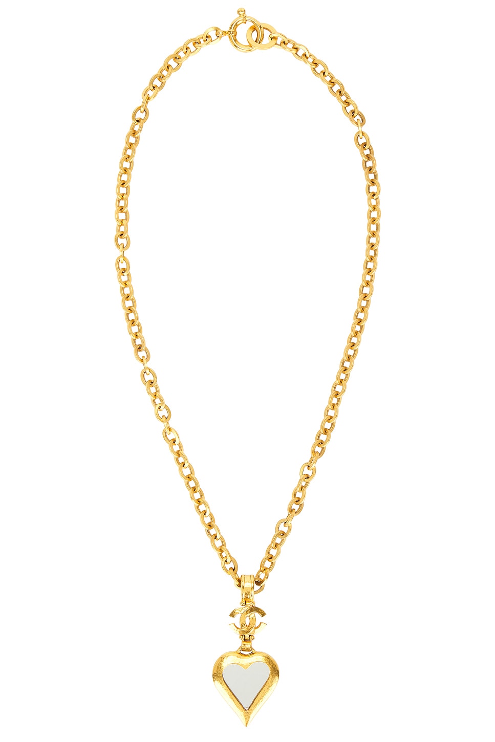 Pre-owned Chanel 1995 Coco Mark Heart Necklace In Gold