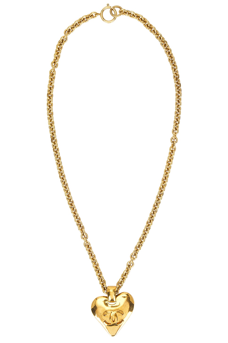 Image 1 of FWRD Renew Chanel 1993 CC Heart Necklace in Gold