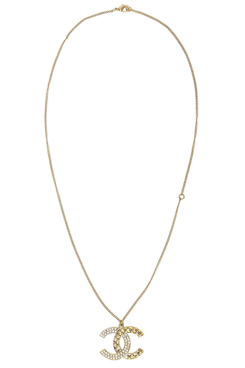 Image 1 of FWRD Renew Chanel CC Rhinestone Necklace in Gold