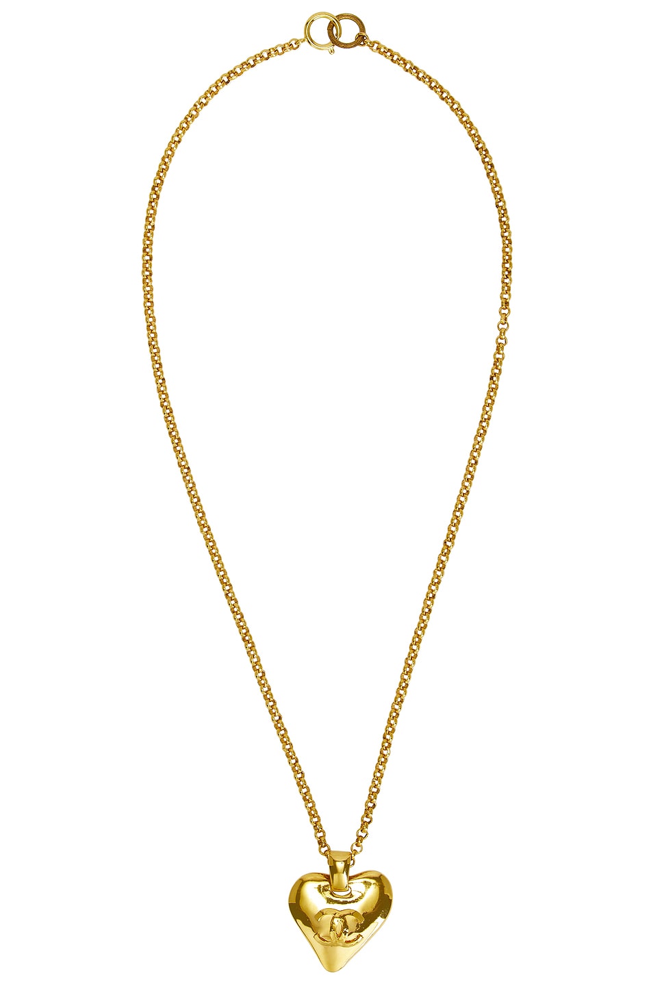 Image 1 of FWRD Renew Chanel 1992 CC Heart Necklace in Gold