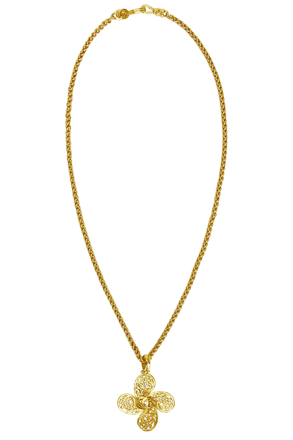 Fwrd Renew Chanel 1995 Cc Swirl Cross Necklace In Gold 