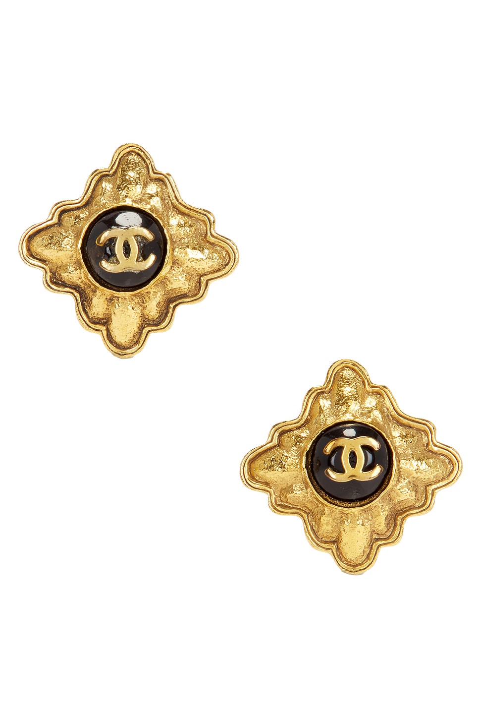 Image 1 of FWRD Renew Chanel 1988 Coco Mark Clip-On Earrings in Gold