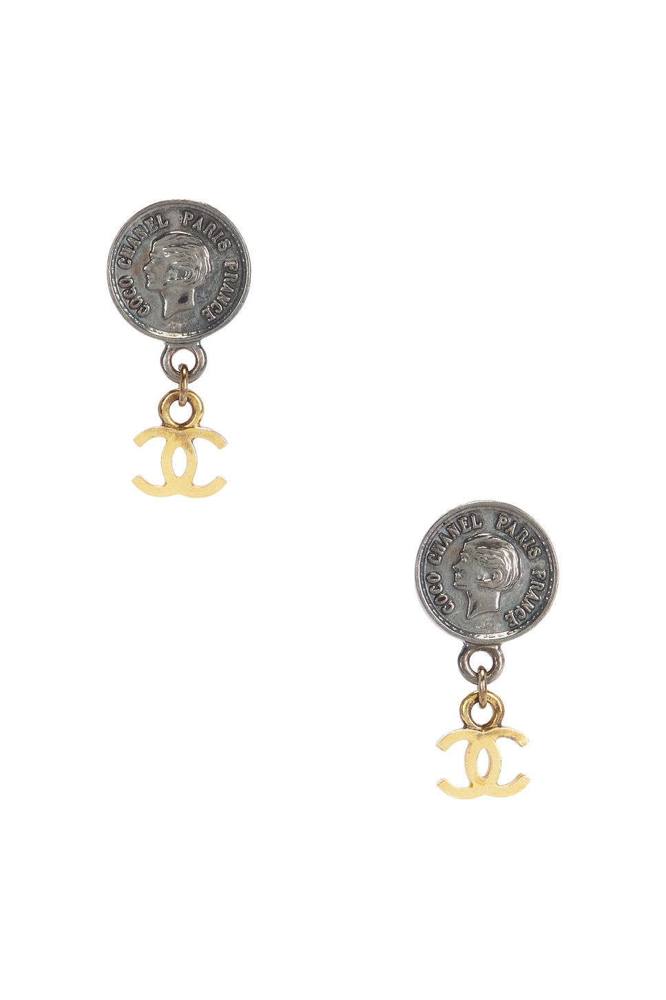Image 1 of FWRD Renew Chanel 1996 Icon Series Clip-On Earrings in Gold