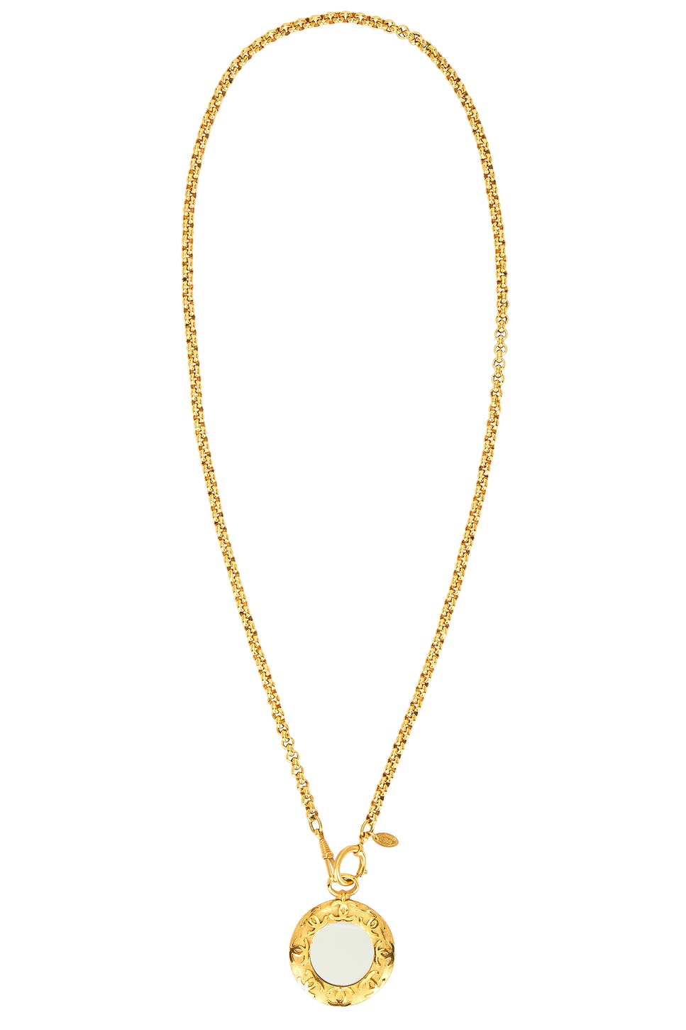 Image 1 of FWRD Renew Chanel CC Mirror Necklace in Gold