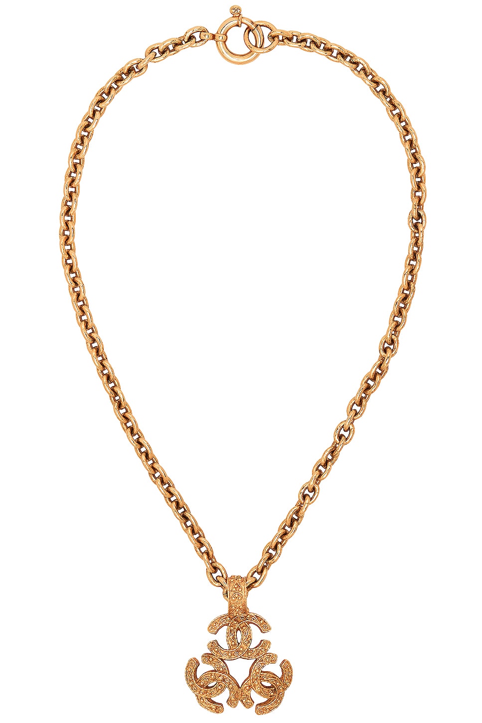 Image 1 of FWRD Renew Chanel 1994 Triple CC Pendant Necklace in Gold