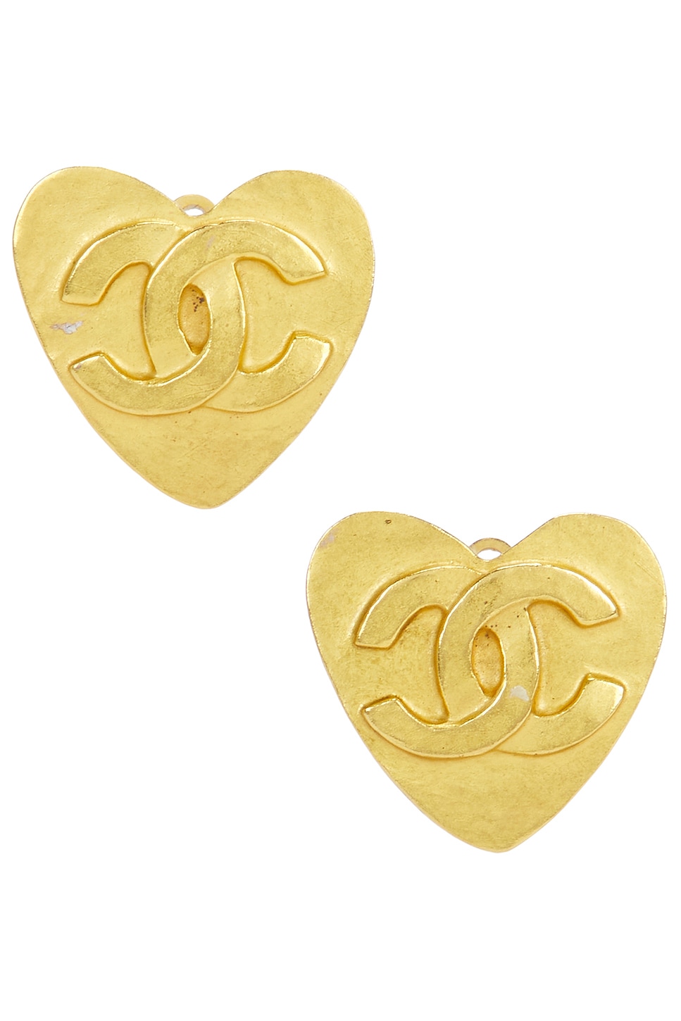 Image 1 of FWRD Renew Chanel 1995 CC Heart Clip-On Earrings in Gold