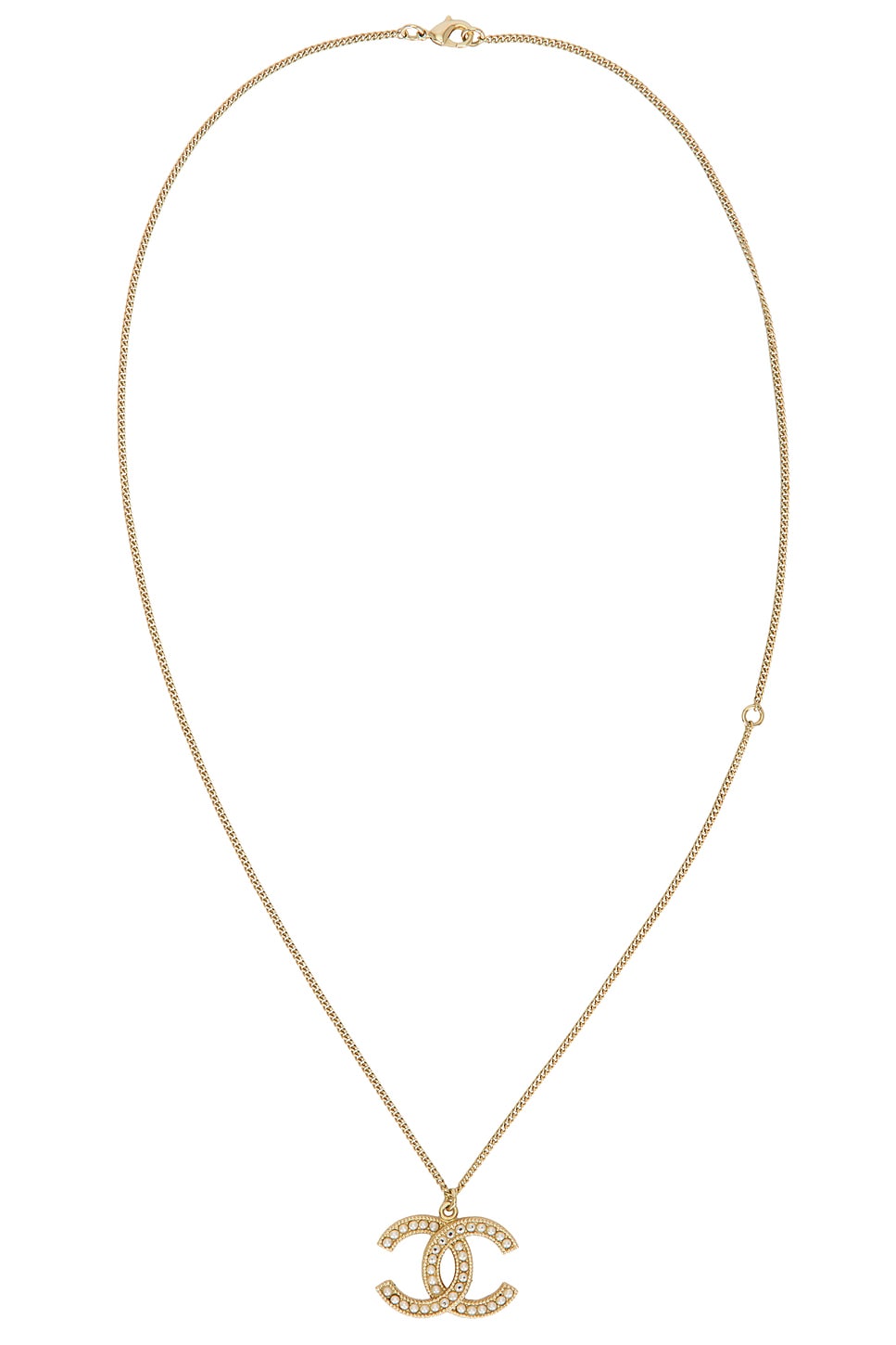Image 1 of FWRD Renew Chanel CC Pearl Necklace in Gold