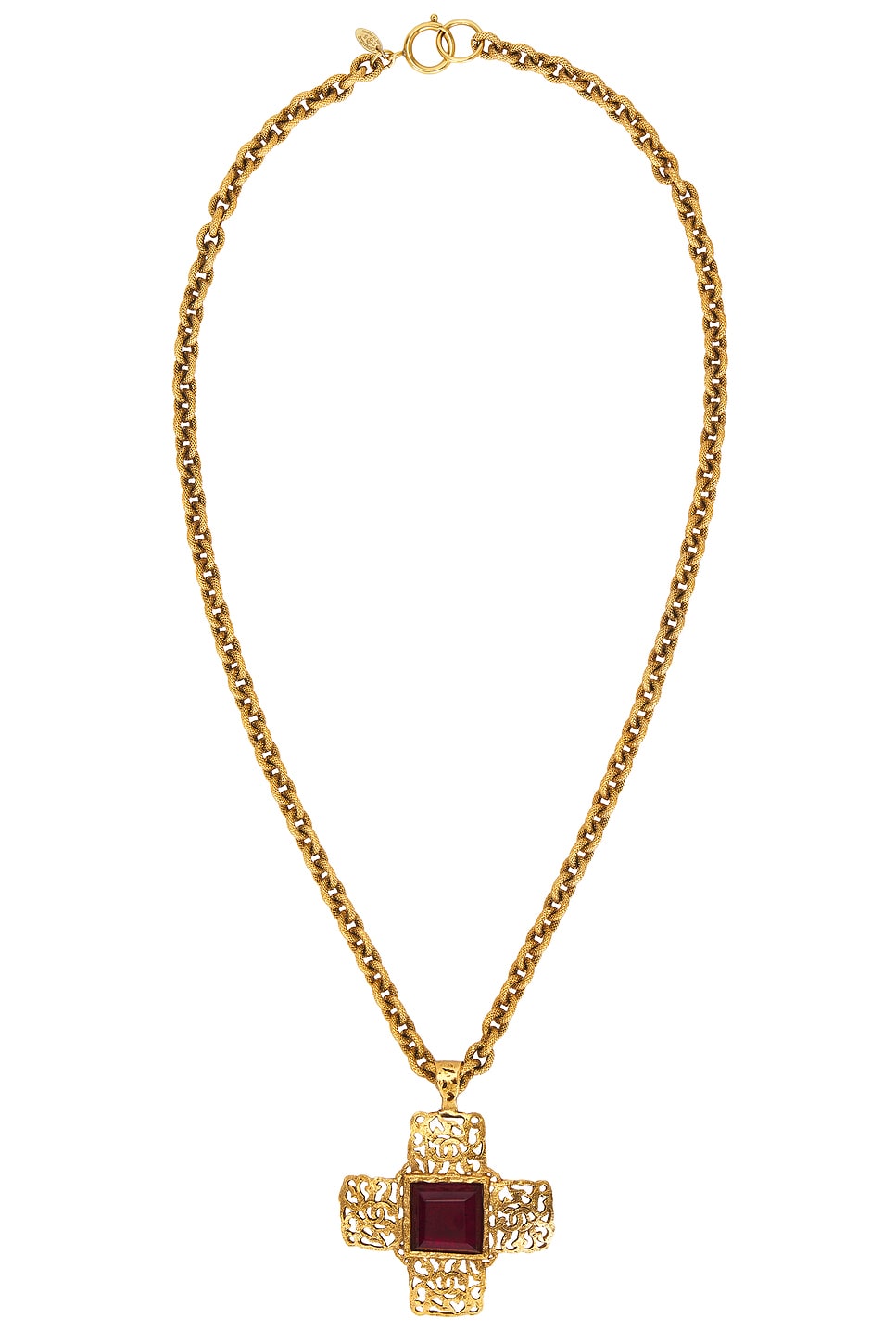 Gripoix CC Cross Necklace in Metallic Gold