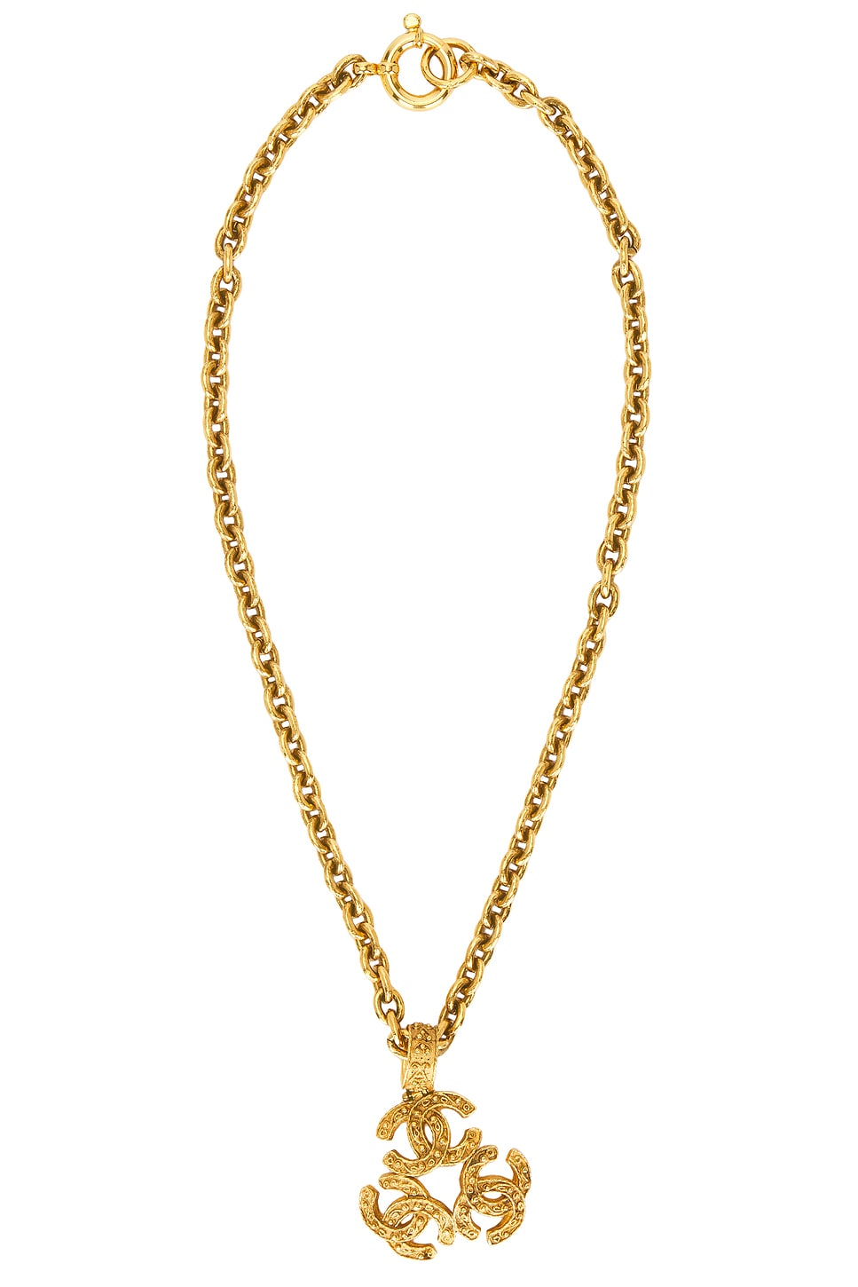 Image 1 of FWRD Renew Chanel 1994 Triple CC Necklace in Gold