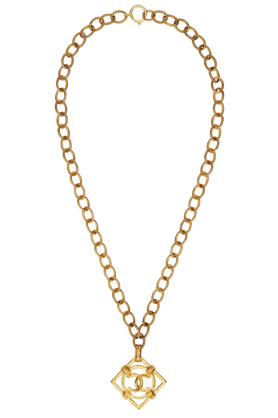 Image 1 of FWRD Renew Chanel CC Square Necklace in Gold