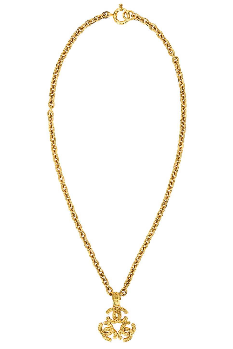 Image 1 of FWRD Renew Chanel 1994 Triple CC Necklace in Gold