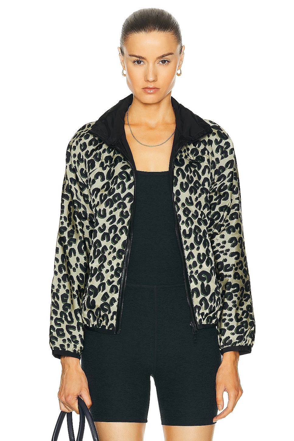 Image 1 of FWRD Renew Louis Vuitton Leopard Nylon Jacket in Green