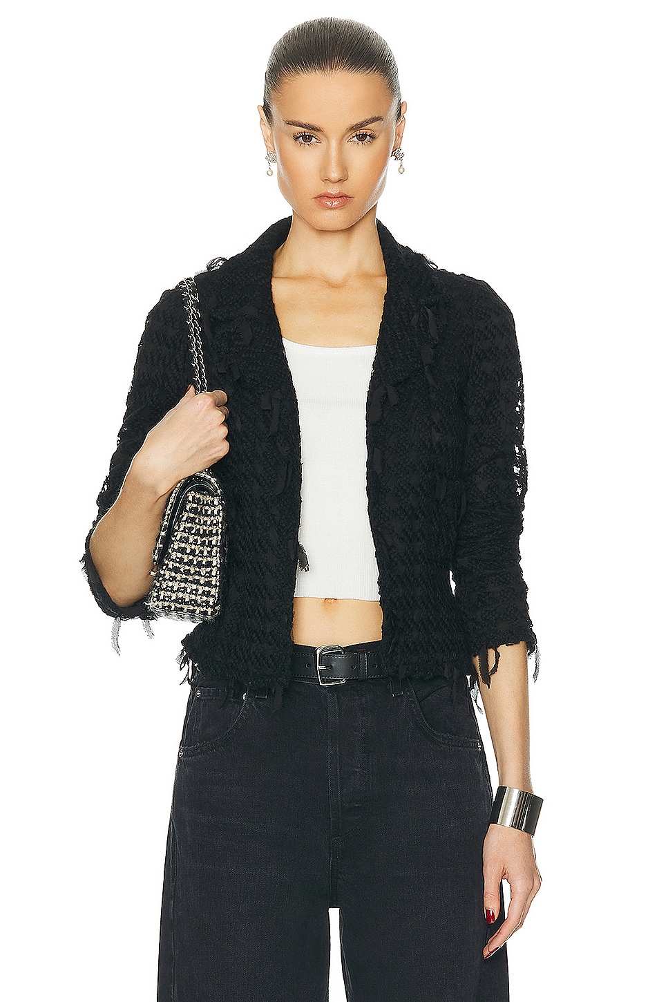 Image 1 of FWRD Renew Chanel Tweed Jacket in Black