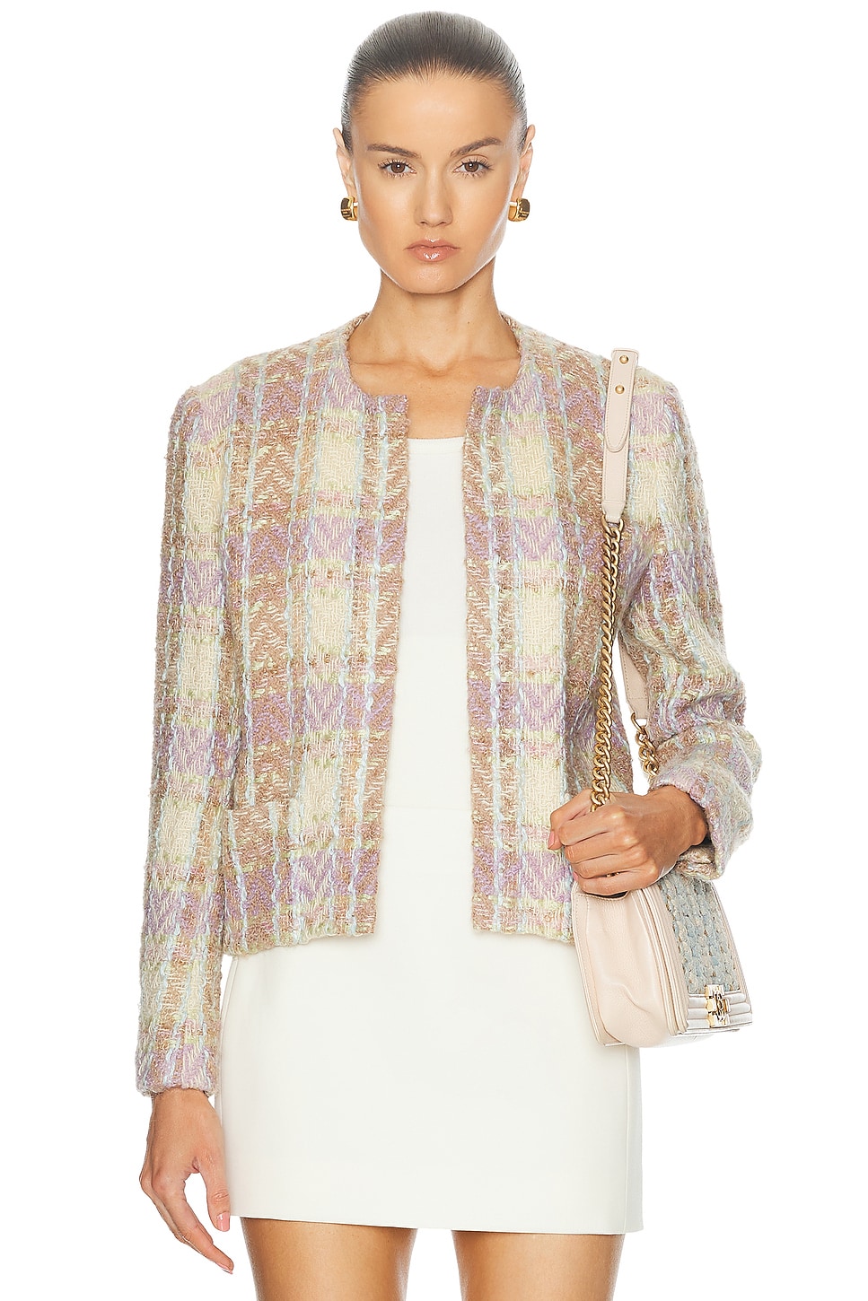 Image 1 of FWRD Renew Chanel 1988 SS Runway Mohair Tweed Jacket in Multi