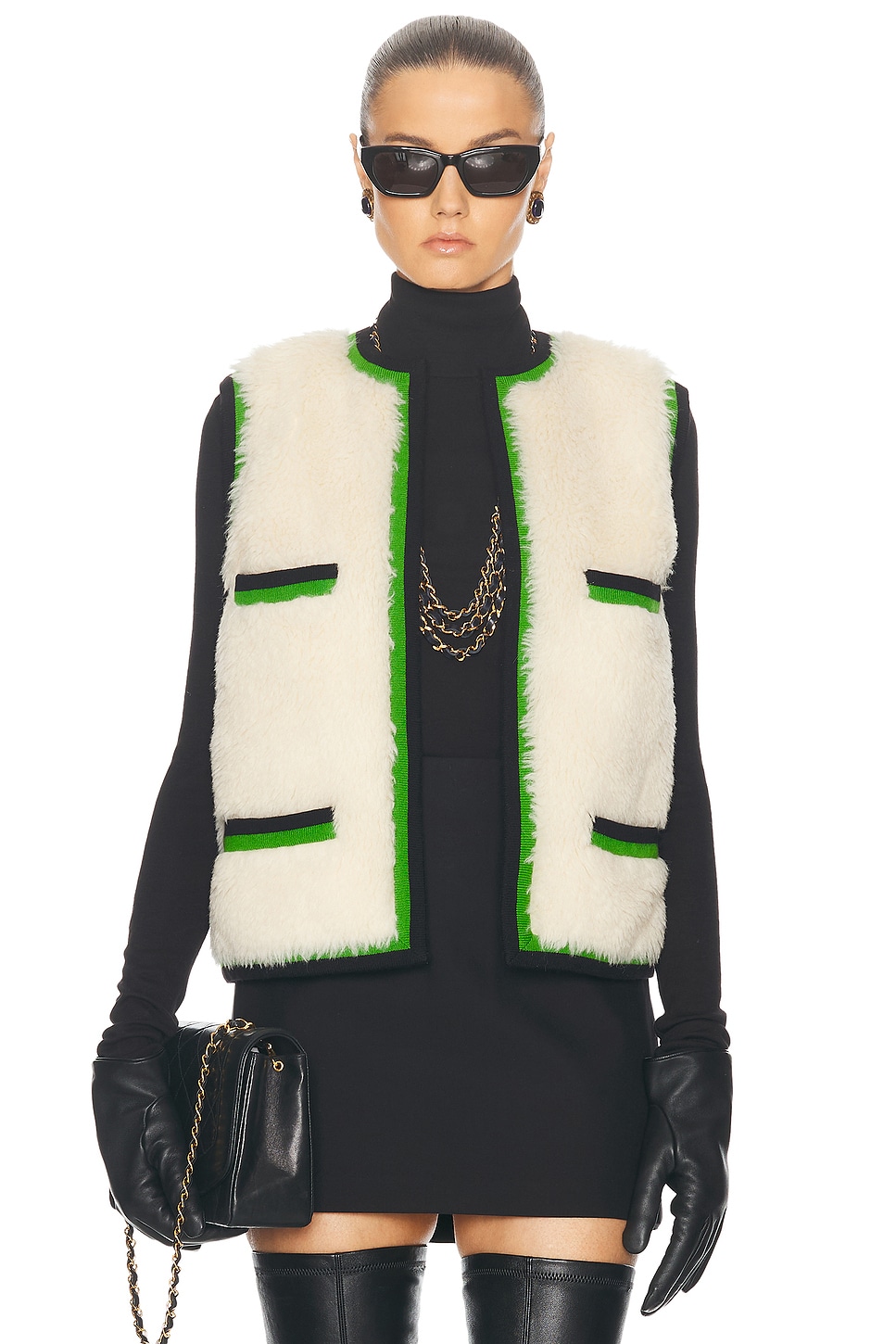 Pre-owned Chanel Alpaca Fur Cc Vest In Ivory