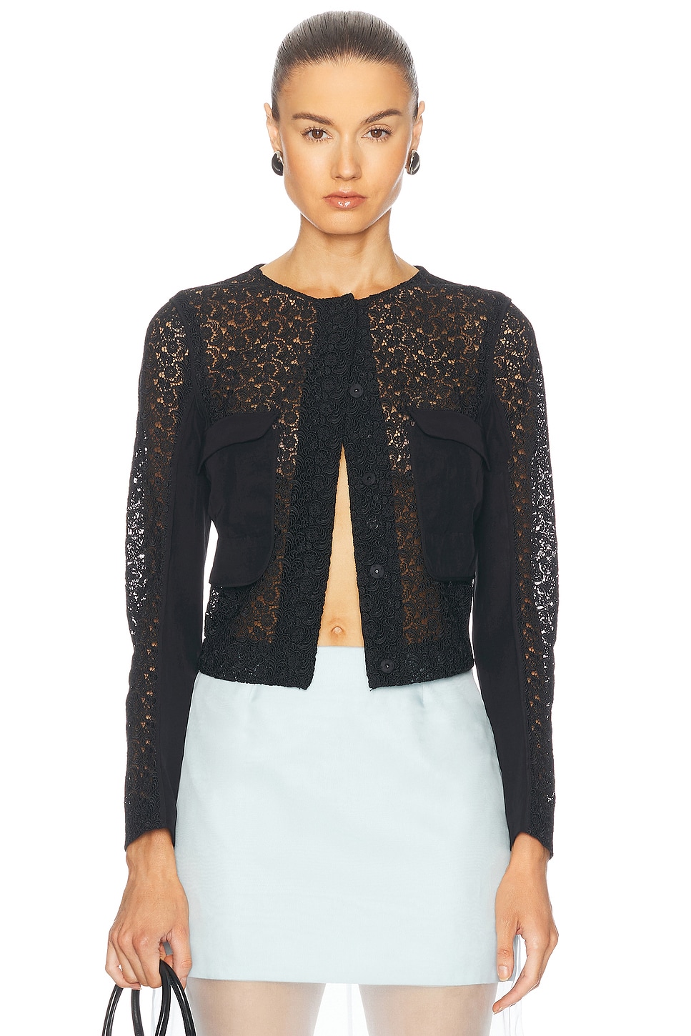 Image 1 of FWRD Renew Prada Lace Jacket in Black