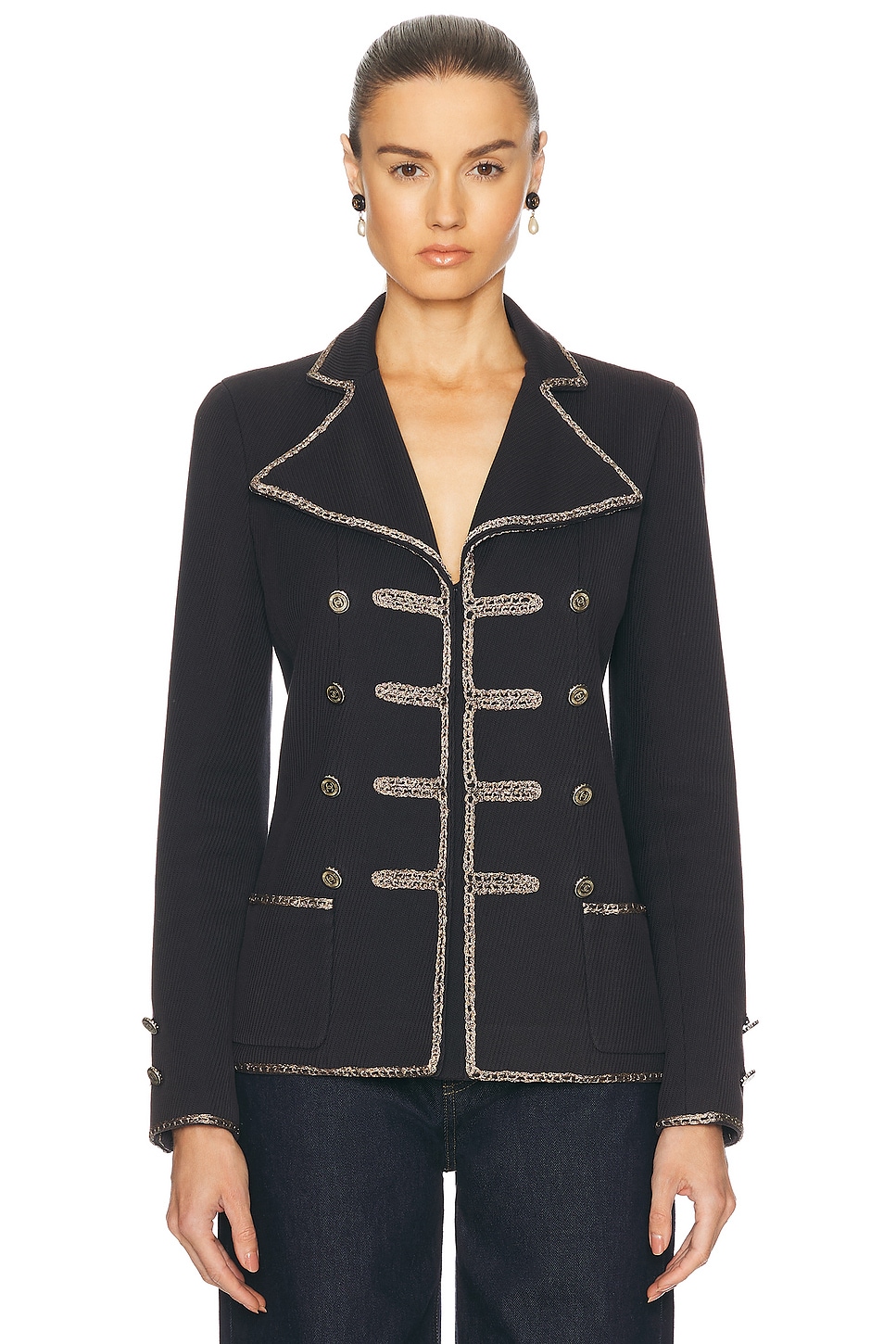 Image 1 of FWRD Renew Chanel Vintage Napoleon Blazer in Navy