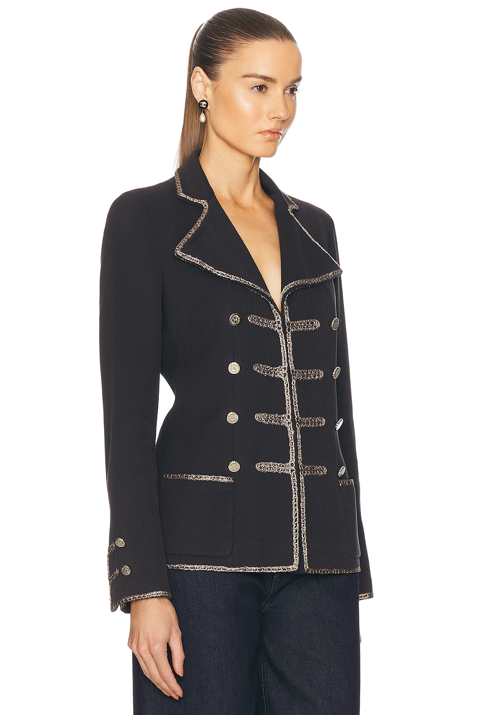 Pre-owned Chanel Vintage Napoleon Blazer In Navy