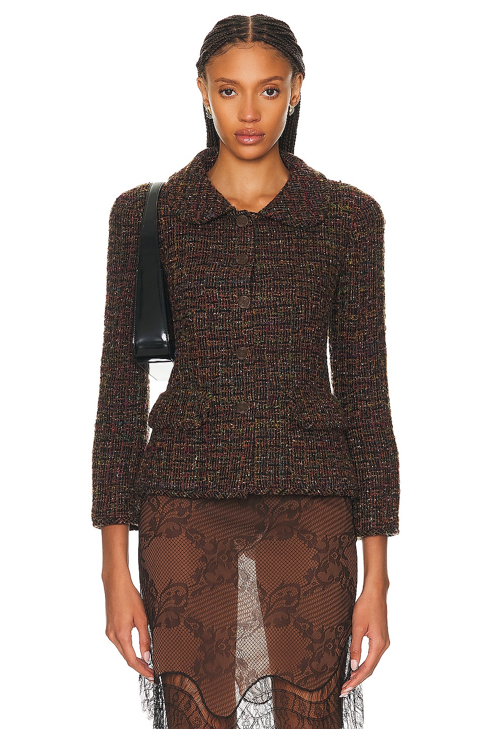 Image 1 of FWRD Renew Chanel Tweed Jacket in Brown