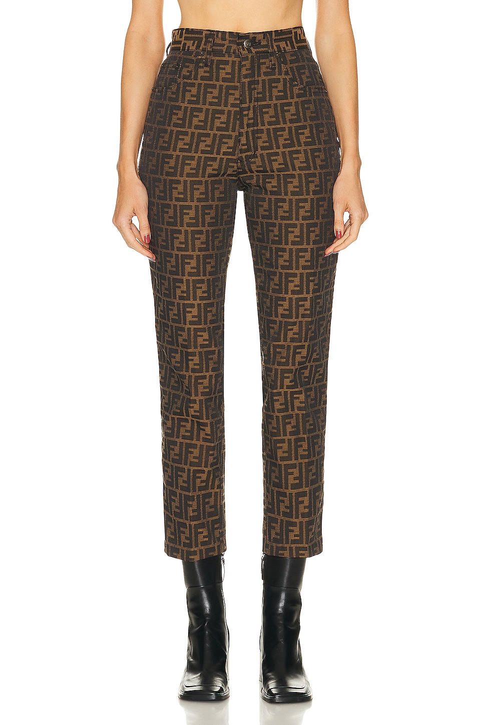 Image 1 of FWRD Renew Fendi Zucca Pant in Brown