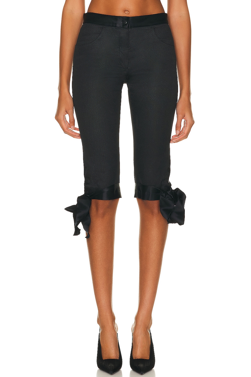 Image 1 of FWRD Renew Chanel Coco Button Bow Pant in Black