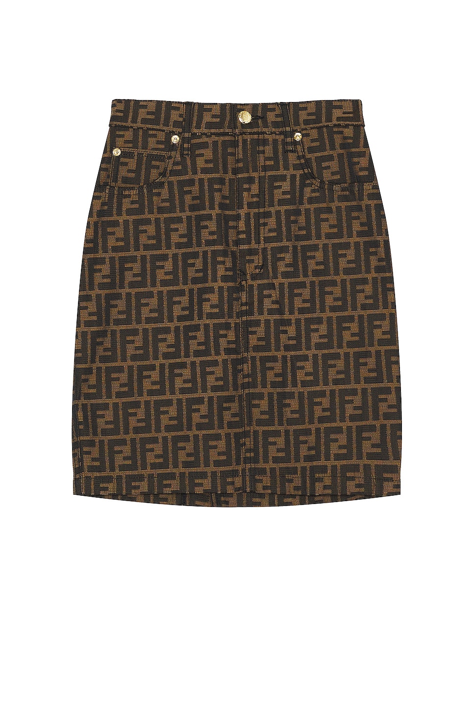 Image 1 of FWRD Renew Fendi Zucca Skirt in Brown