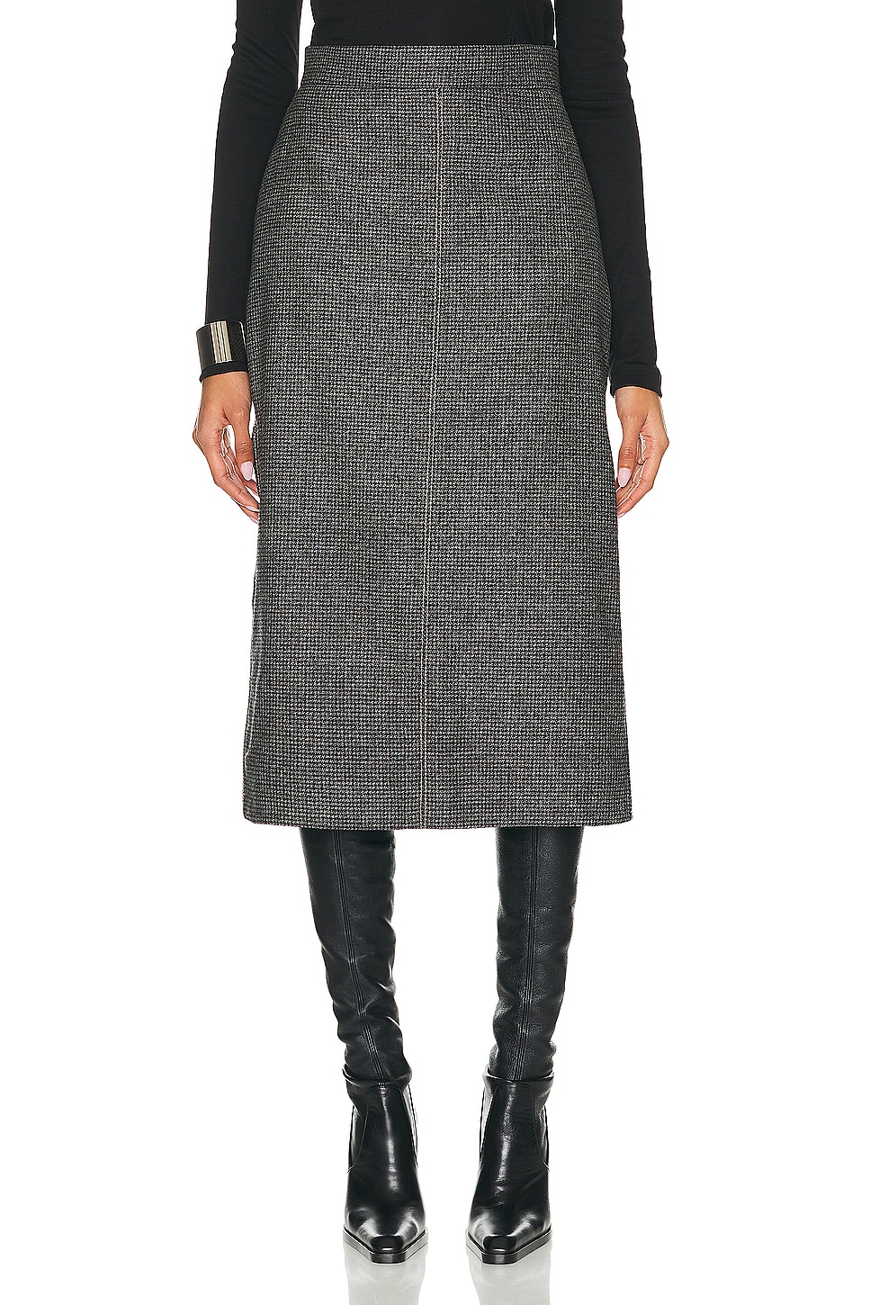Image 1 of FWRD Renew Fendi Zucca Pleated Long Skirt in Grey