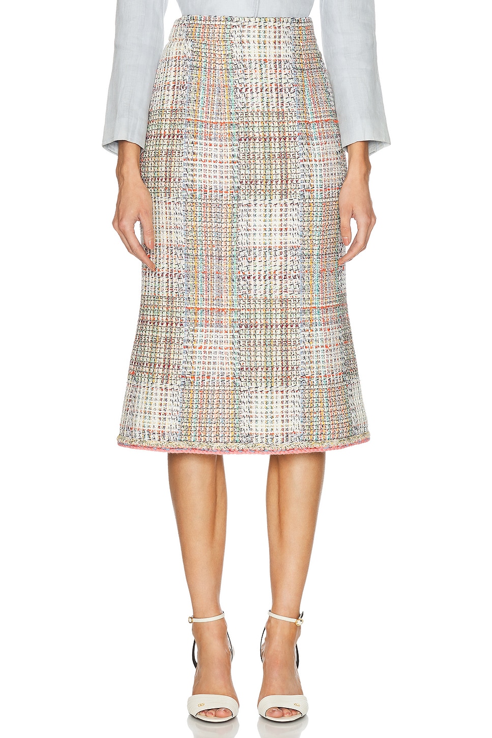 FWRD Renew Chanel Tweed Midi Skirt