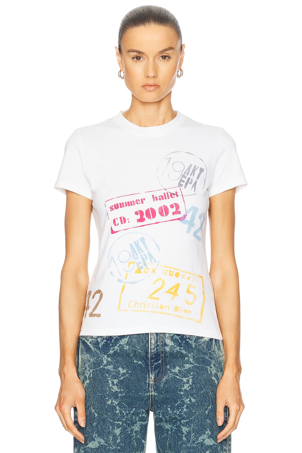 Image 1 of FWRD Renew Dior T-Shirt in White