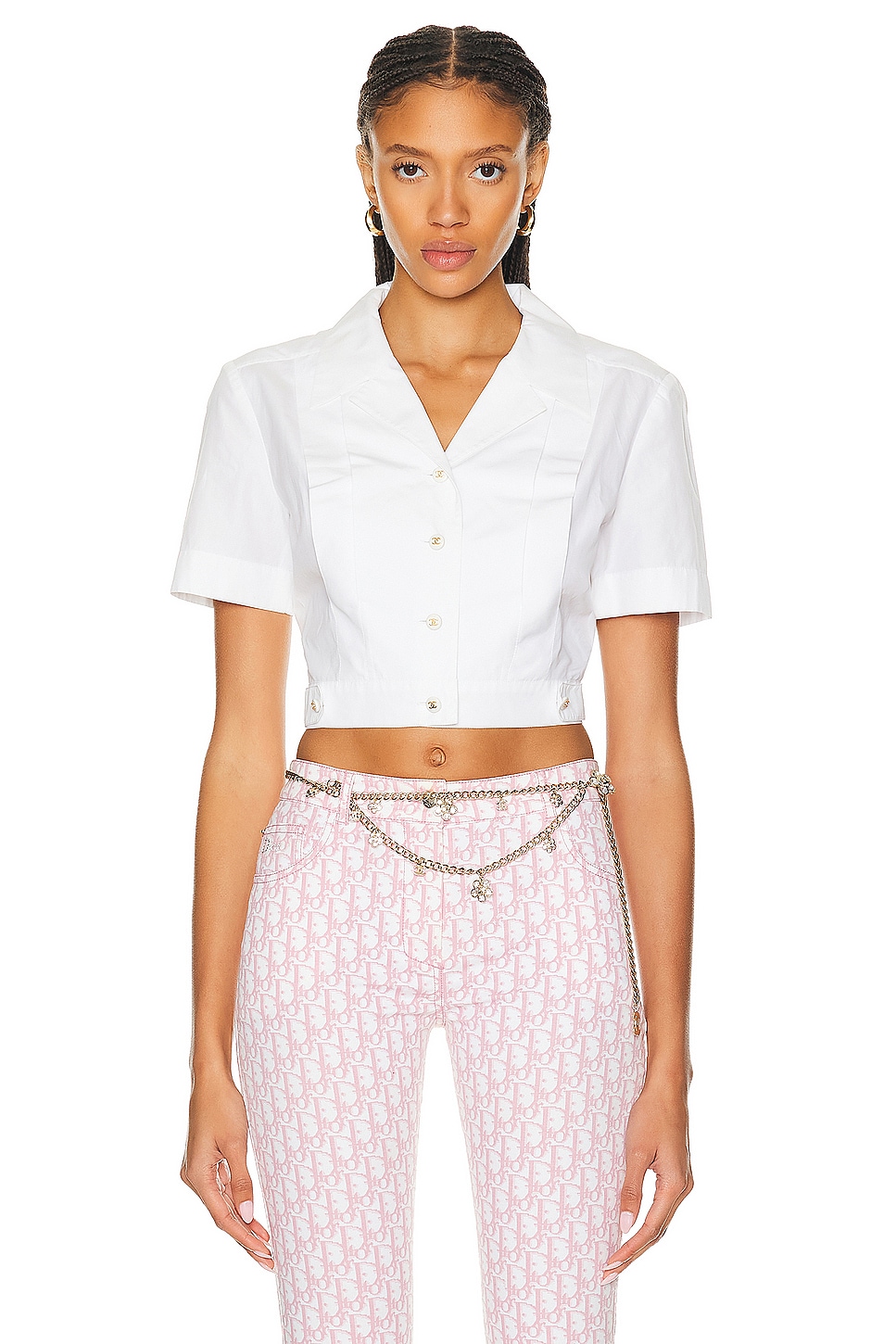 Image 1 of FWRD Renew Chanel 1997 Spring Summer Runway Pleated Shirt in White