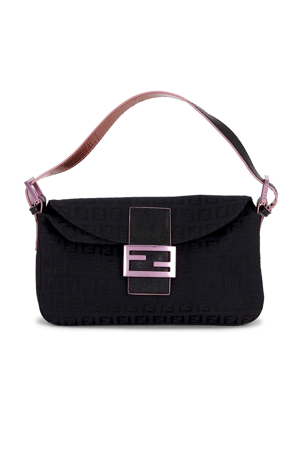 Fendi Zucchino Baguette Shoulder Bag in Black